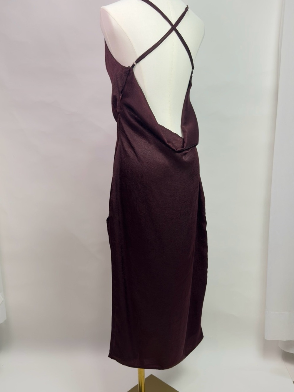 Lulu's date night slip dress | adjustable straps | Maroon burgundy plum | Large - Picture 5 of 10
